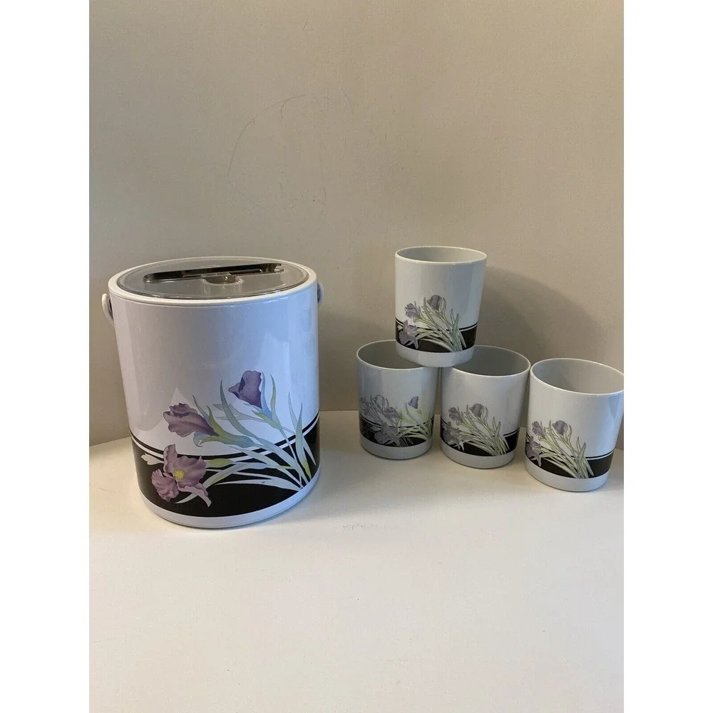 Vintage 80's Style Phoenix‎ Ice Bucket And Cups